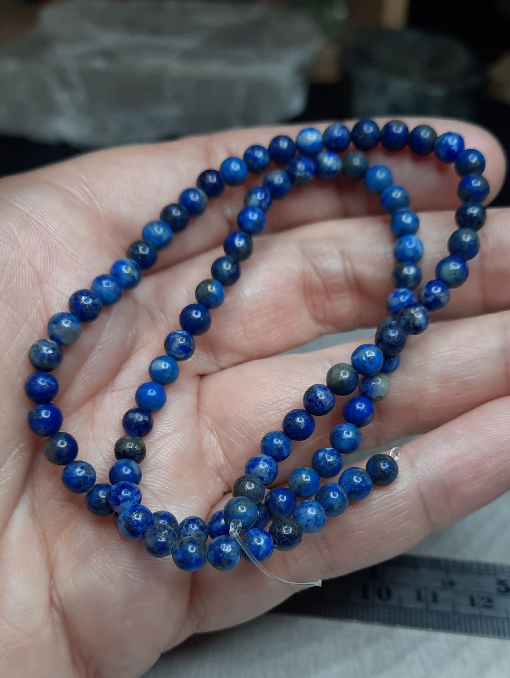 Genuine 4mm Lapis Lazuli Round Bead Strand - 14" #2